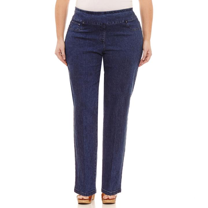 Lark Lane Must Haves Slender Pull-on Denim Pants-plus