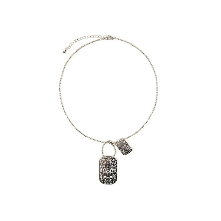 Arizona Silver-tone Dog Tag Pendant Necklace