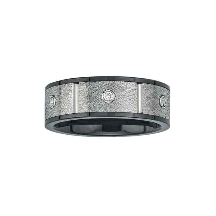 Mens 8mm 1/5 Ct. T.w. Diamond Stainless Steel & Ceramic Wedding Band