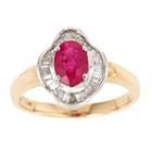 Limited Quantities! Womens Lead Glass-filled Ruby 14k Gold Bypass Ring