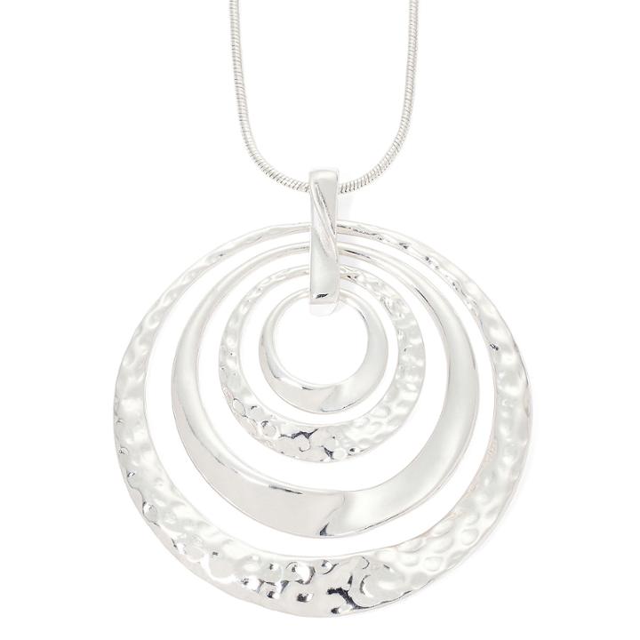 Liz Claiborne Hammered Orbital Silver -tone Necklace