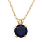 Lab Created Blue Sapphire Pendant In 10k Yellow Gold