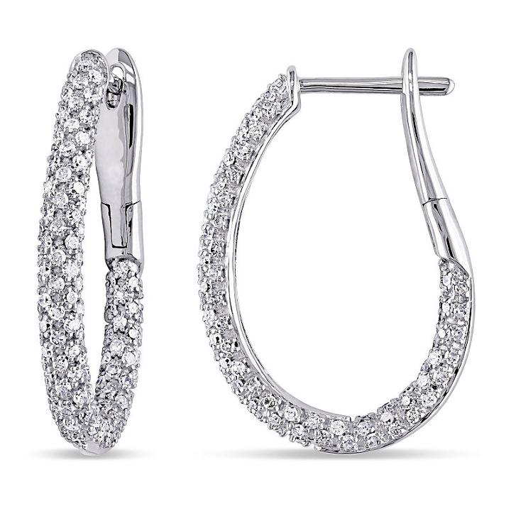 1 Ct. T.w. Genuine White Diamond 14k Gold 25mm Hoop Earrings