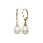 Certified Sofia&trade; Cultured Freshwater Pearl Drop 14k Yellow Gold Earrings