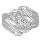 Love Lives Forever Womens 1/2 Ct. T.w. Genuine Round White Diamond 10k Gold 3-stone Ring