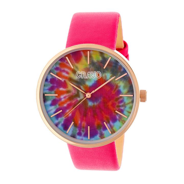 Crayo Unisex Pink Strap Watch-cracr4206