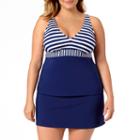 Liz Claiborne Stripe Tankini Swimsuit Top-plus