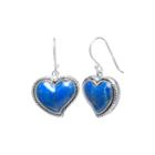 Dyed Lapis Sterling Silver Heart Drop Earrings