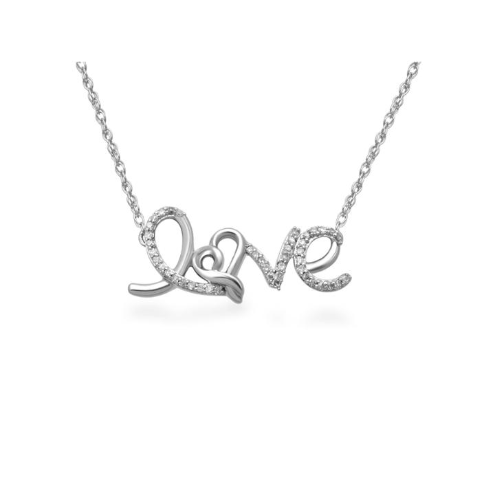 Hallmark Diamonds Womens 1/7 Ct. T.w. White Diamond Sterling Silver Pendant Necklace