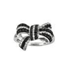 1/3 Ct. T.w. White And Color-enhanced Black Diamond Bow Ring