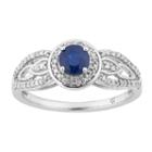 Womens 1/4 Ct. T.w. Genuine Sapphire Blue 10k White Gold Cocktail Ring