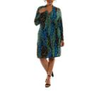 24/7 Comfort Apparel Teal Deep V-neck Wrap Dress-plus