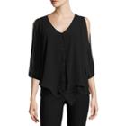 By & By 3/4 Sleeve V Neck Blouse-juniors