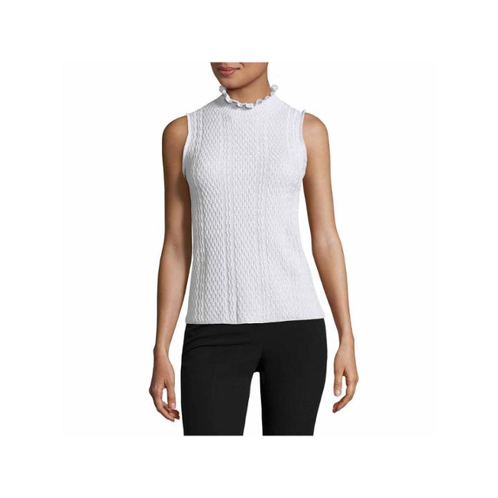 Worthington Sleeveless Mock Neck Pullover Sweater-talls