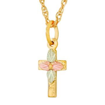 Black Hills Gold Landstroms Womens 10k Gold Cross Pendant Necklace