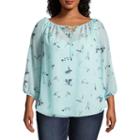 Alyx 3/4 Sleeve Floral Peasant Top - Plus