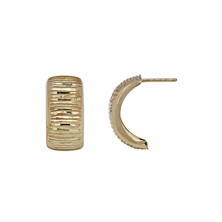 14k Yellow Gold Diamond-cut C Hoop Earrings