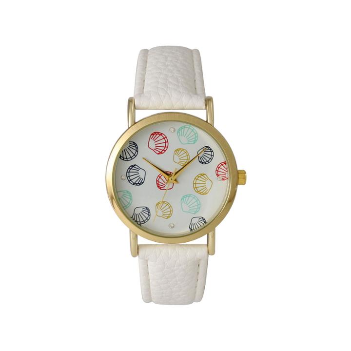 Olivia Pratt Womens Colored Shell Dial White Leather Watch 14841white