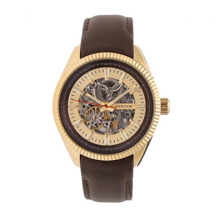 Heritor Unisex Brown Strap Watch-herhr6603