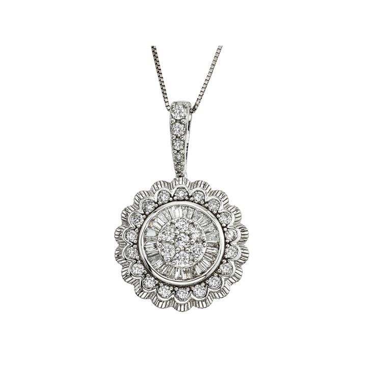 Diamond Blossom Womens 1 Ct. T.w. White Diamond 10k Gold Pendant Necklace