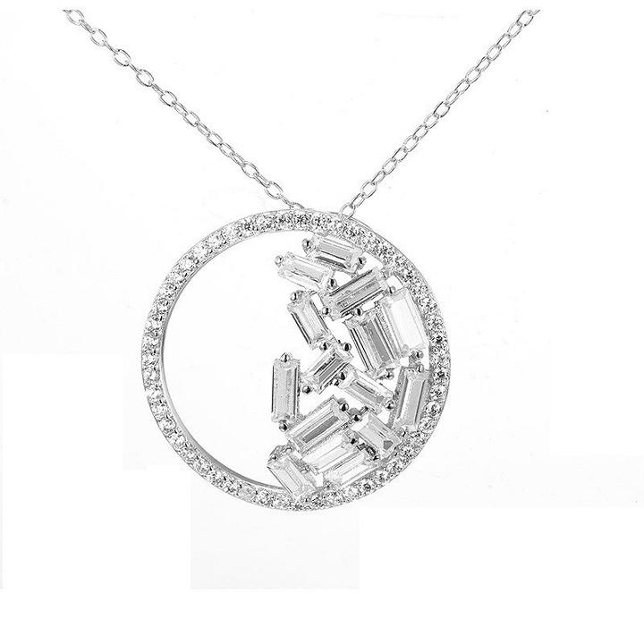 Womens Lab Created White Sapphire Sterling Silver Pendant Necklace Set