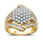 Womens 1 1/2 Ct. T.w. Diamond White 10k Gold Cluster Ring