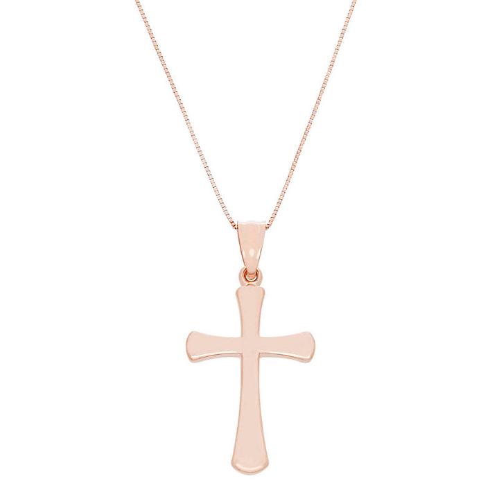 Womens 14k Rose Gold Cross Pendant Necklace