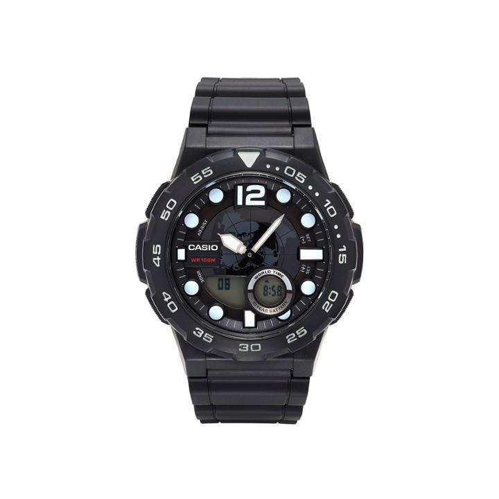 Casio Mens Black Analog/digital Dive Strap Watch Aeq100w-1av