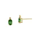 Genuine Emerald Diamond-accent 14k Yellow Gold Earrings