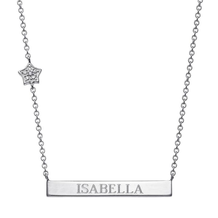 Personalized Sterling Silver Diamond-accent Star Name Bar Necklace
