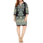 Tiana B 3/4 Sleeve Keyhole Knit Sheath Dress-plus
