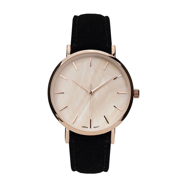 Geneva Platinum Womens Black Strap Watch-10133