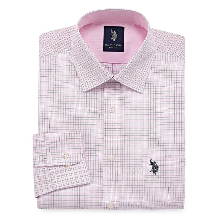 U.s. Polo Assn. Long Sleeve Yarn Dyed Woven Pattern Dress Shirt - Slim