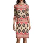 London Style Collection 3/4-sleeve Printed Sheath Dress