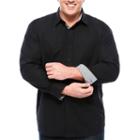 Society Of Threads Solid Button-front Shirt-big And Tall
