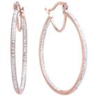 Sparkle Allure Crystal Inside Out Click-top Clear Gold Over Brass Hoop Earrings