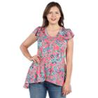 24seven Comfort Apparel Scout Hi Lo Pink Tunic Top - Plus