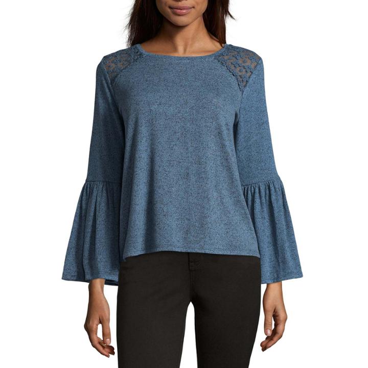 Liz Claiborne Long Sleeve Crew Neck T-shirt - Womens