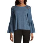 Liz Claiborne Long Sleeve Crew Neck T-shirt - Womens