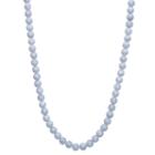 Womens Blue Agate Sterling Silver Round Strand Necklace