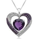 Genuine Amethyst And Lab-created Amethyst And White Sapphire Heart Pendant