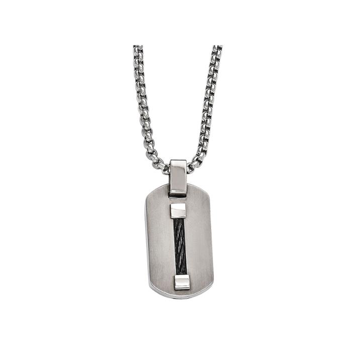 Edward Mirell Mens Stainless Steel Titanium Pendant Necklace