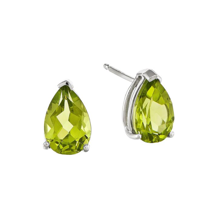 Genuine Peridot 14k White Gold Pear-shaped Earrings