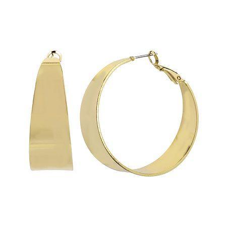 Worthington Gold-tone Thick Hoop Earrings