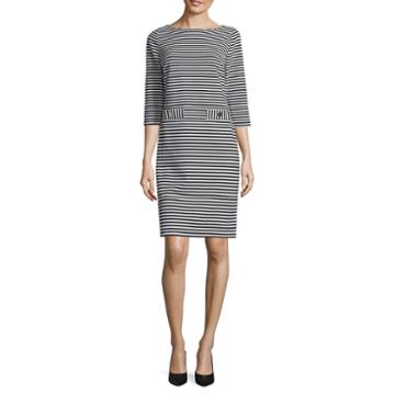 Jessica Howard 3/4 Sleeve Stripe Shift Dress