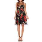 Studio 1 Sleeveless Floral Dot Fit-and-flare Dress - Petite