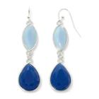 Liz Claiborne Silver-tone Blue Double-drop Teardrop Earrings
