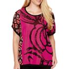 Worthington Short-sleeve Mix Print Pullover Sweater - Plus