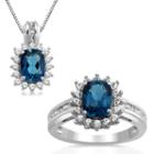 Womens 2-pc. Genuine Blue Topaz & Lab-created White Sapphire Sterling Silver Jewelry Set