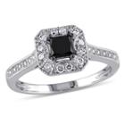 Midnight Black Diamond 1/2 Ct. T.w. White And Color-enhanced Black Diamond 10k White Gold Engagement Ring